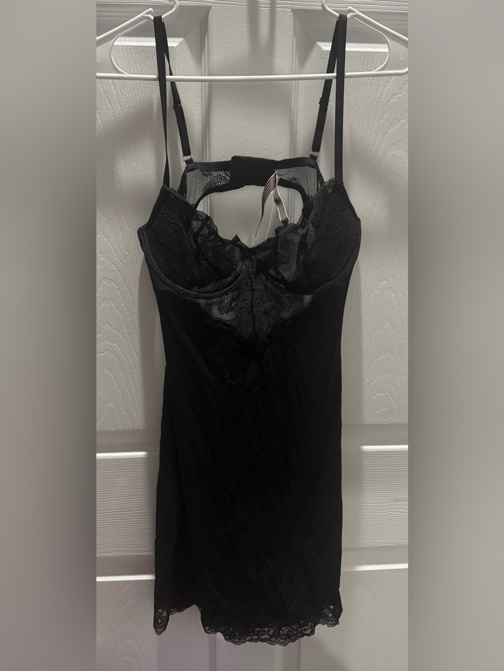 NWT Victoria's Secret Black Lace-Detail Chemise - Slip Dress - Lingerie